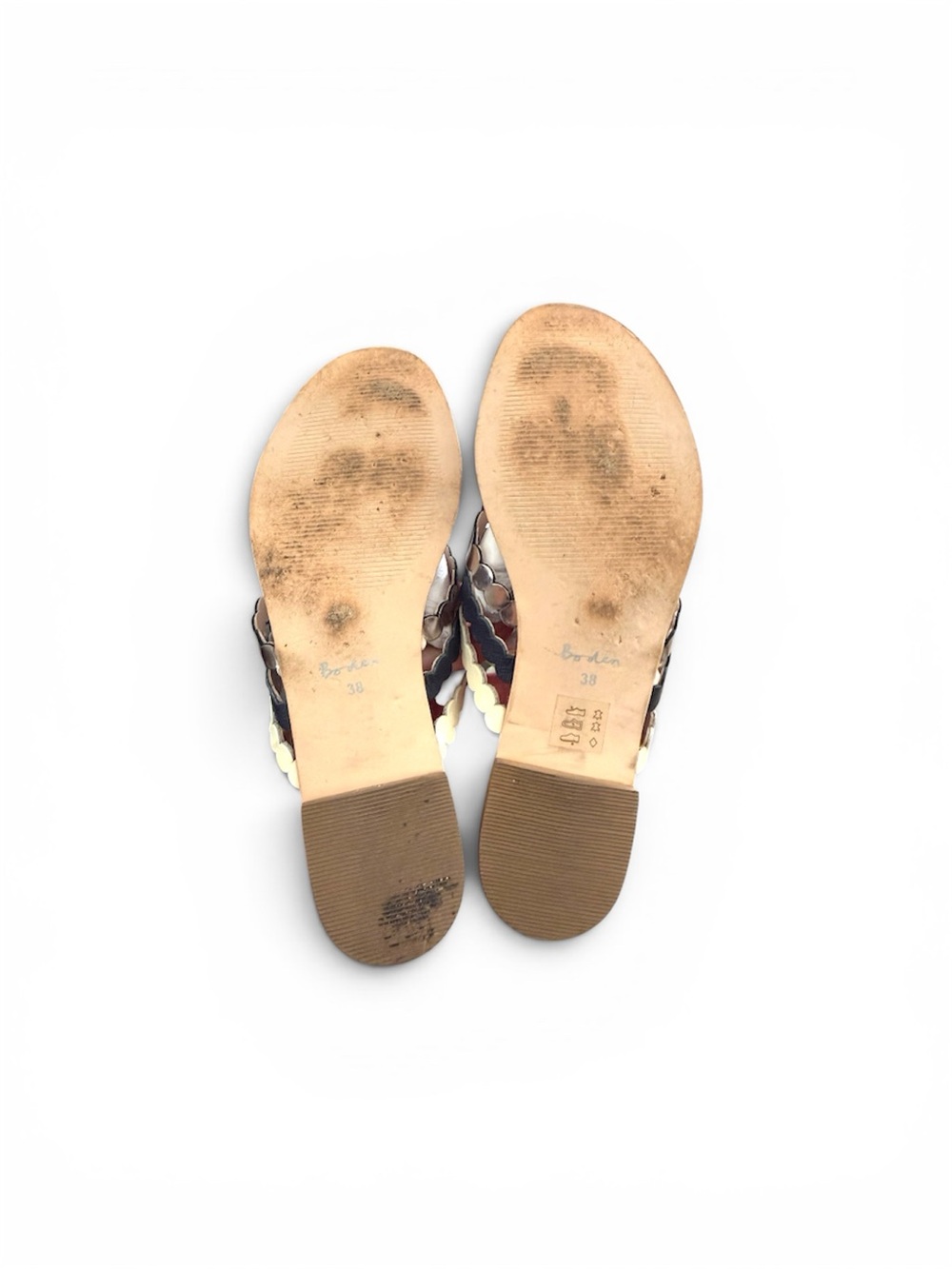 Boden Scallop Multi-Strip Slide Sandals in Navy, Silver & Cream - Picture 5 of 5